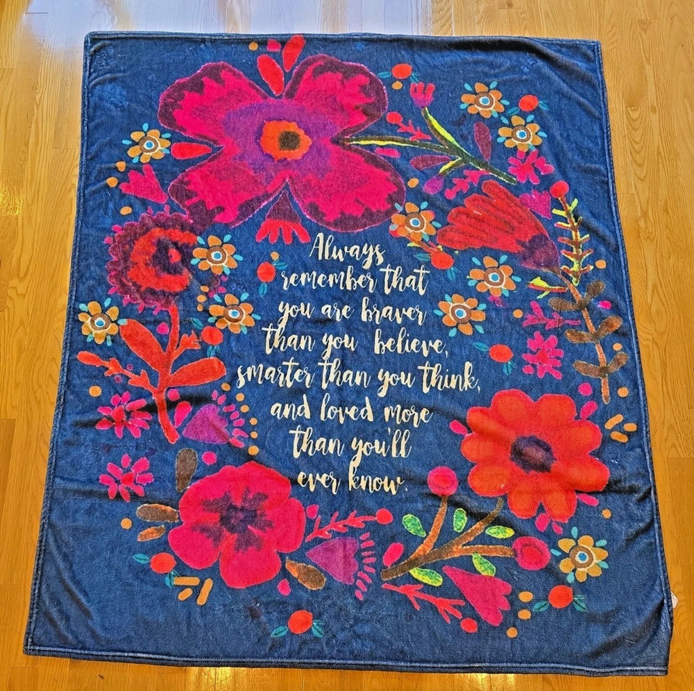 Natural Life Always Believe Throw Blanket 50x60 Boho Floral Inspirational Cozy